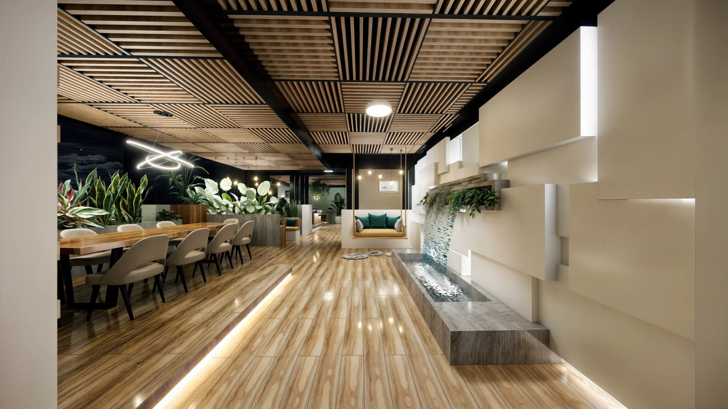 Multifamiliar Los Olivos · Vista 124. Terraza y áreas comunes