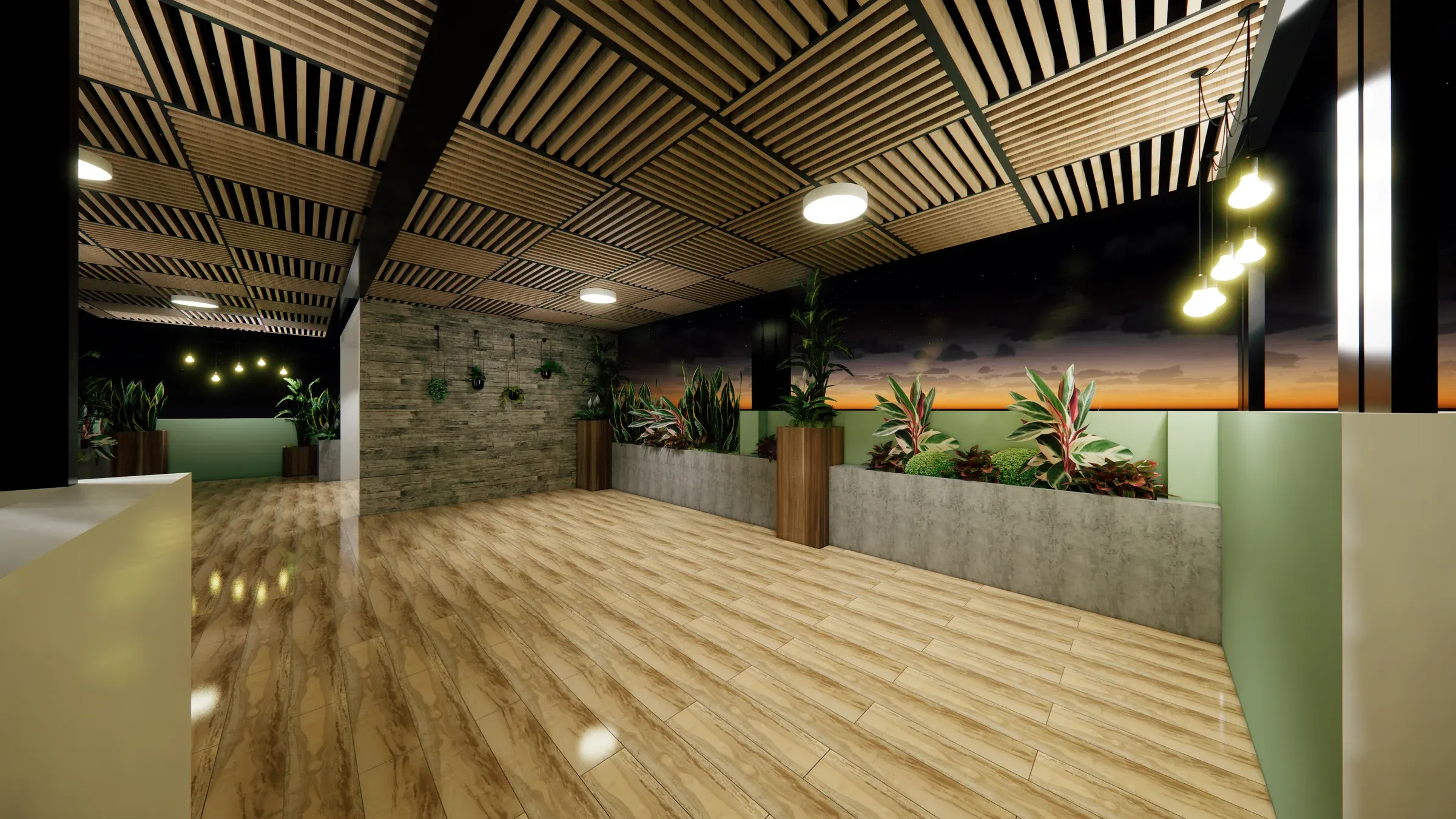 Multifamiliar Los Olivos · Vista 143. Terraza y áreas comunes